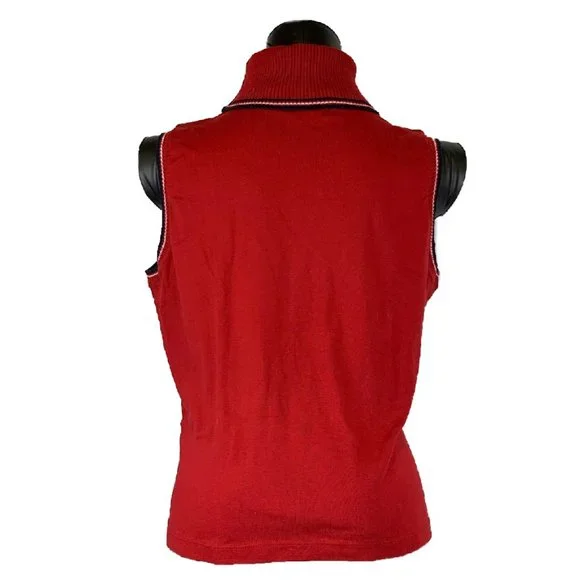 Carolyn Taylor Essentials Red Ribbed Turtleneck Sleeveless Sweater Women’s XL - Picture 2 of 11